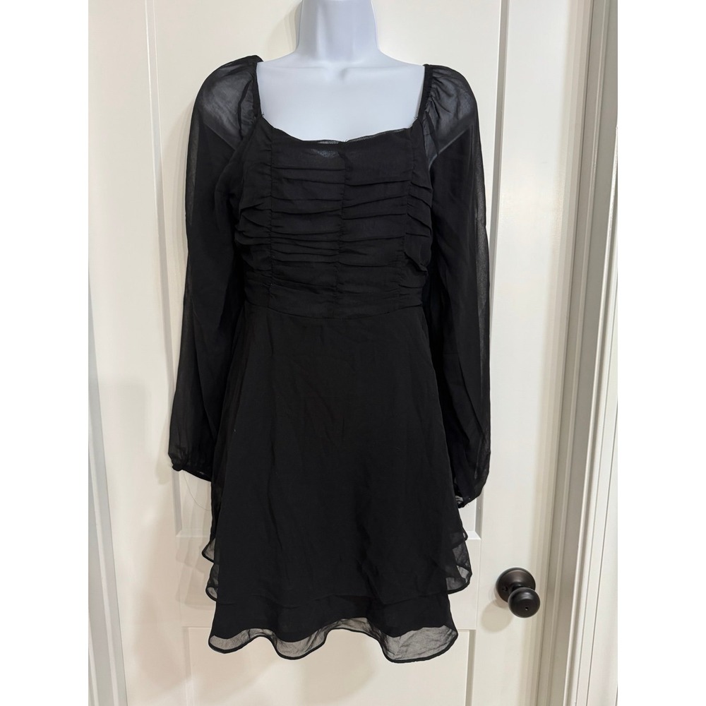 Altar'd State Black Long Sleeve Mini Dress Square Neck New With‎ Tags